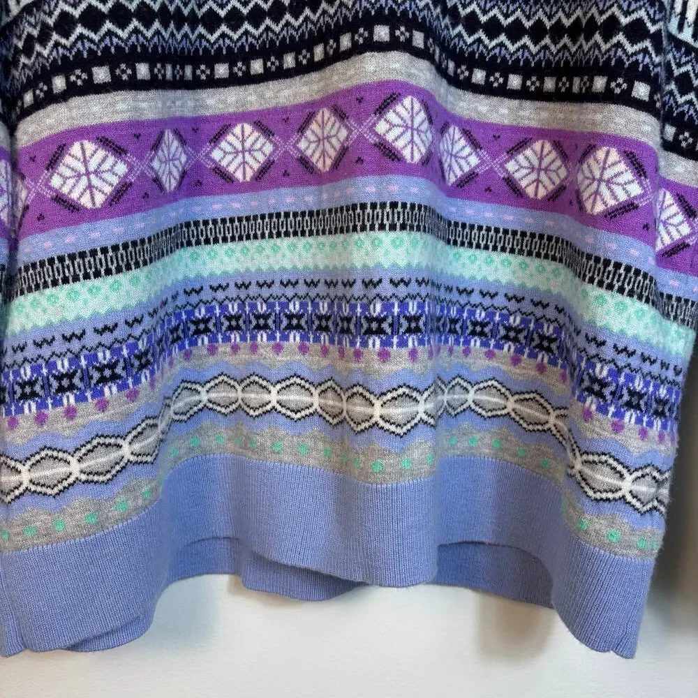 Talbots Cozy Fair Isle Crewneck Sweater size 1X Lambs Wool Preppy Warm Comfort